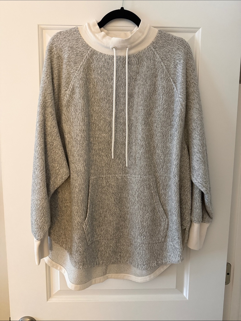 Lou & Grey Heather Gray Drawstring Mock Neck Pullover